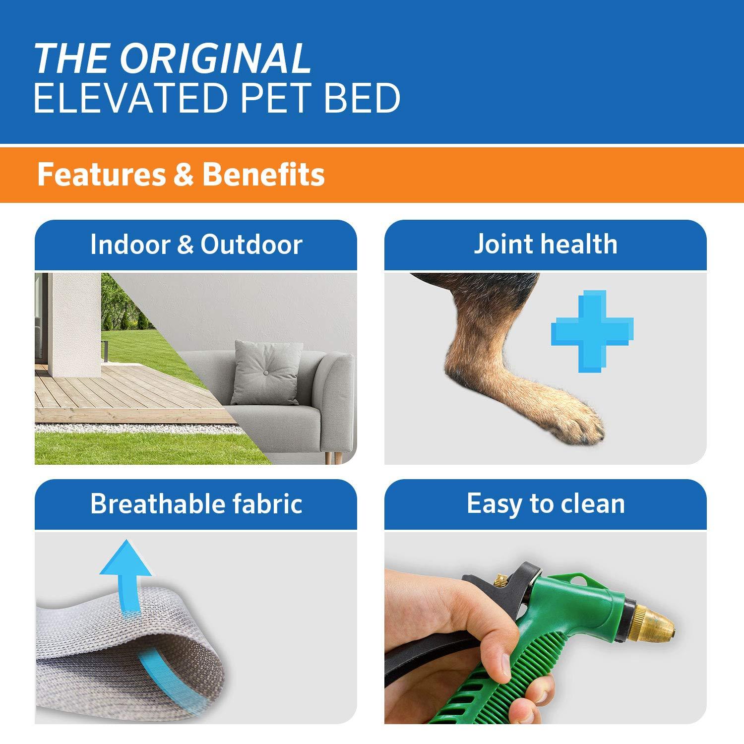 The Original Coolaroo Elevated Pet Dog Bed for Indoors & Outdoors, Large, Nutmeg