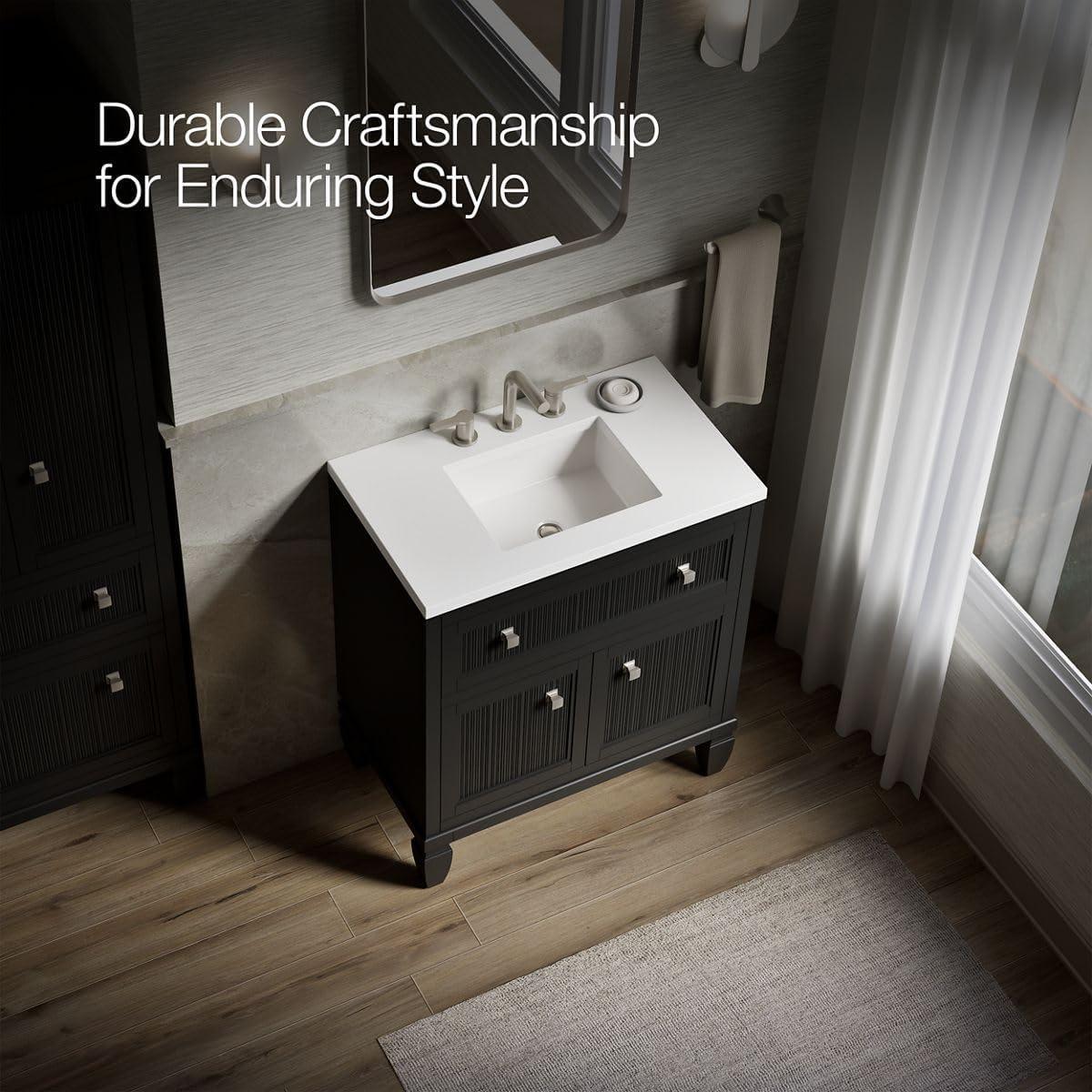 Hearthaven 30'' Free Standing Single Bathroom Vanity Cabinet with Sink and Quartz Top