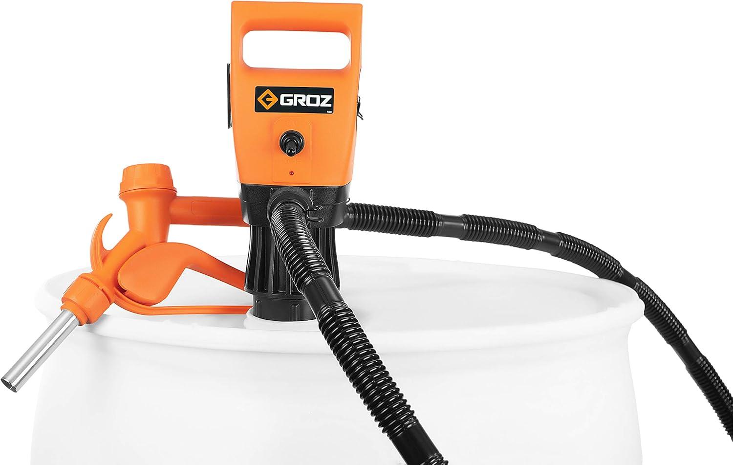 GROZ Electric Drum Pump | 12V DC | Adjustable 33.5-49" Tube for 55 Gal Drums | Multi-Fluid Transfer (45503)