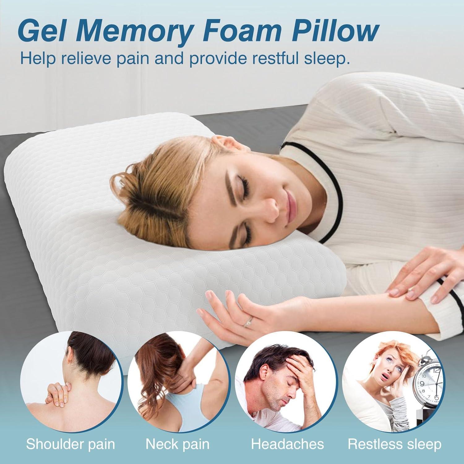 Standard White Memory Foam Cooling Bed Pillow Pack