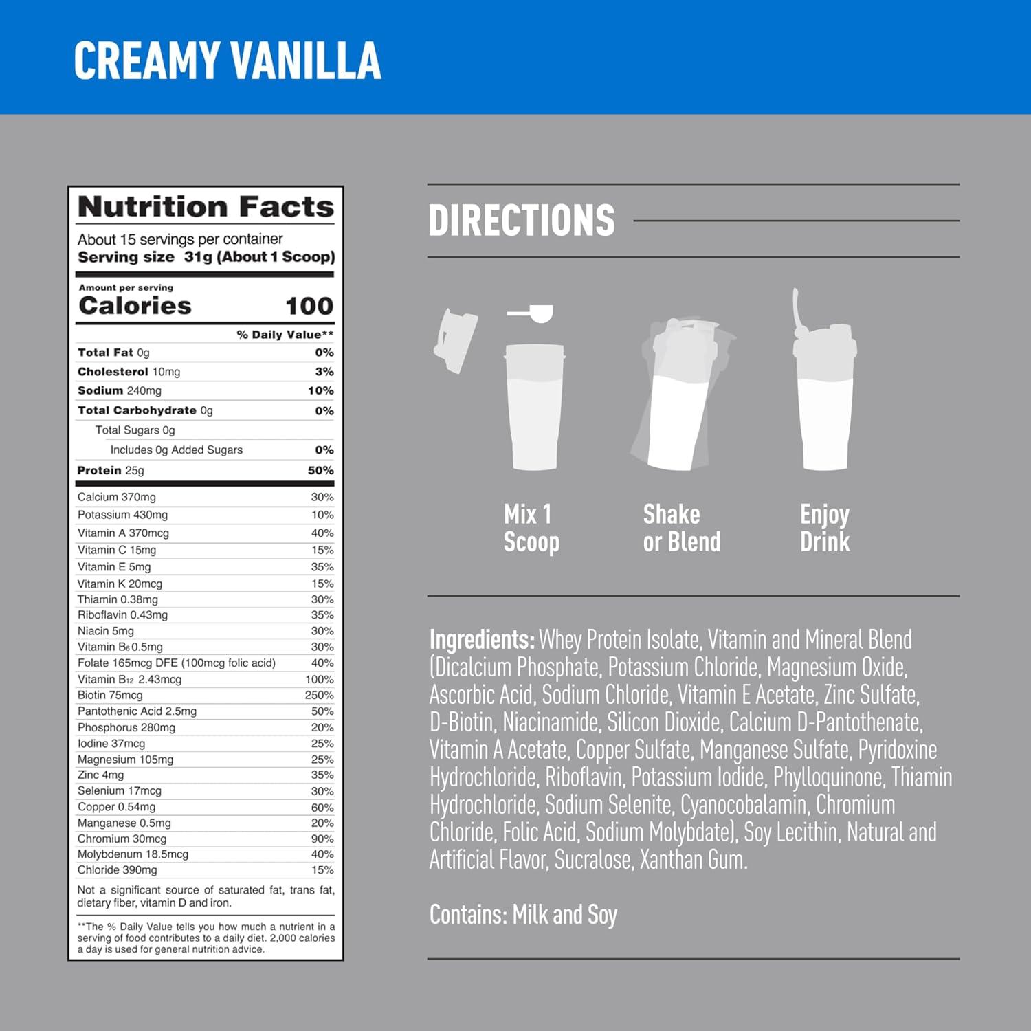 Isopure Zero Carb Protein Powder - Vanilla - 16oz