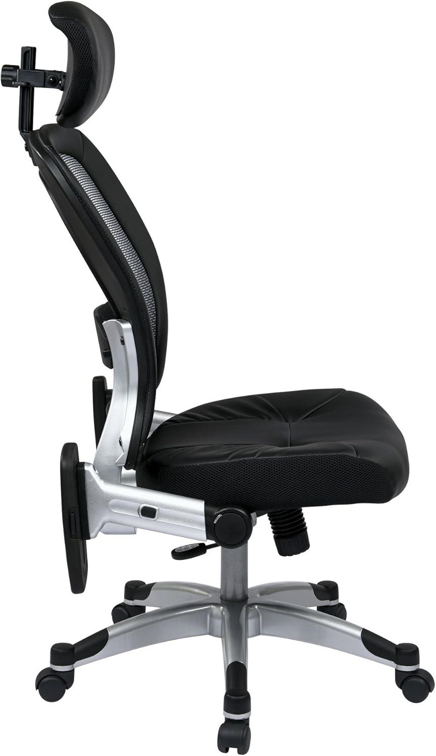 Black Mesh and Leather High Back Executive Swivel Chair