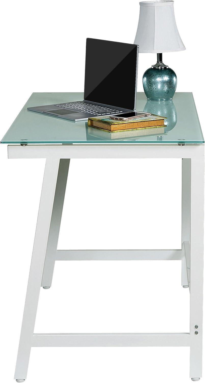 White Glass Top Minimalist Writing Desk