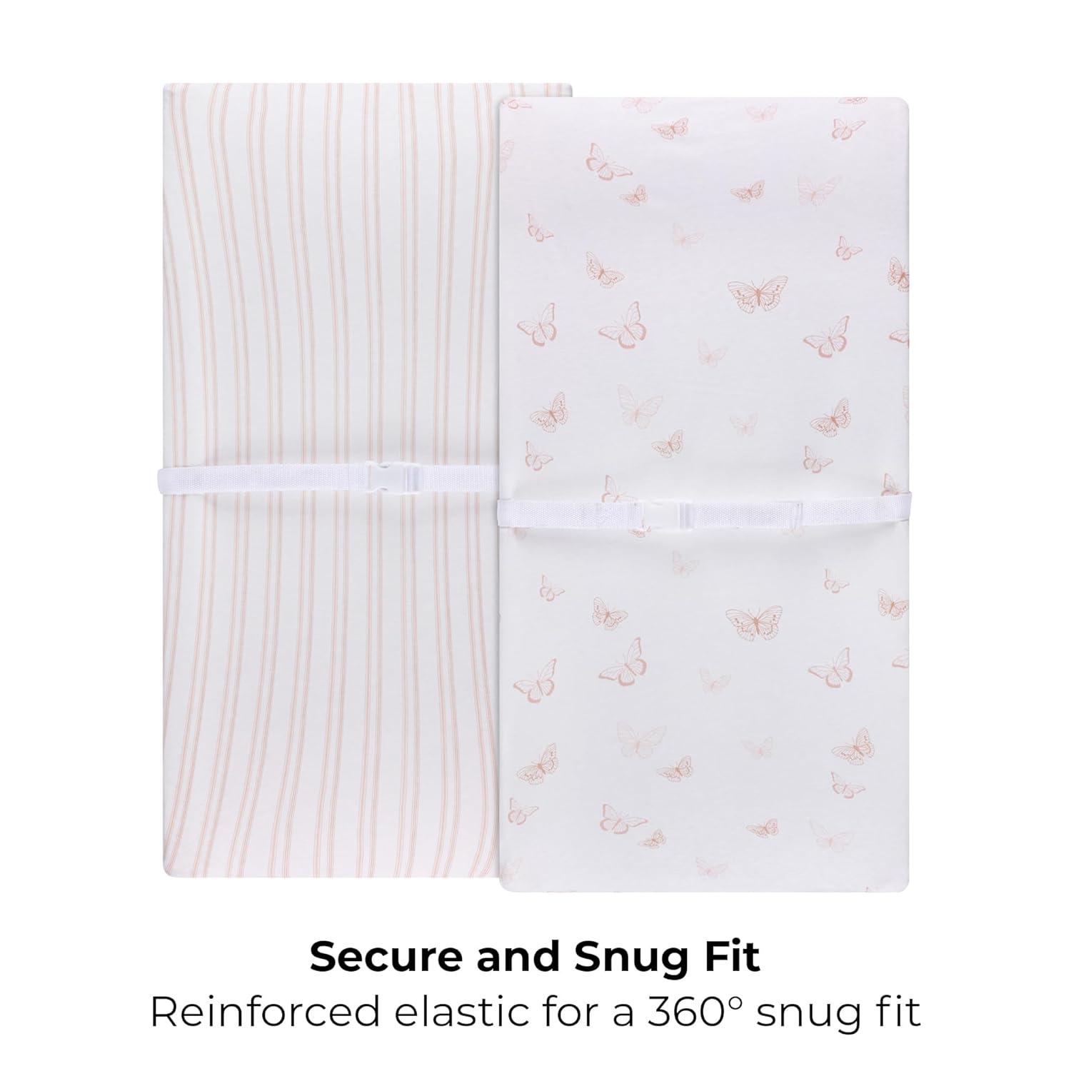 Ely's & Co. Baby Fitted Bassinet Sheet  100% Combed Jersey Cotton Pink for Baby Girl 2 Pack