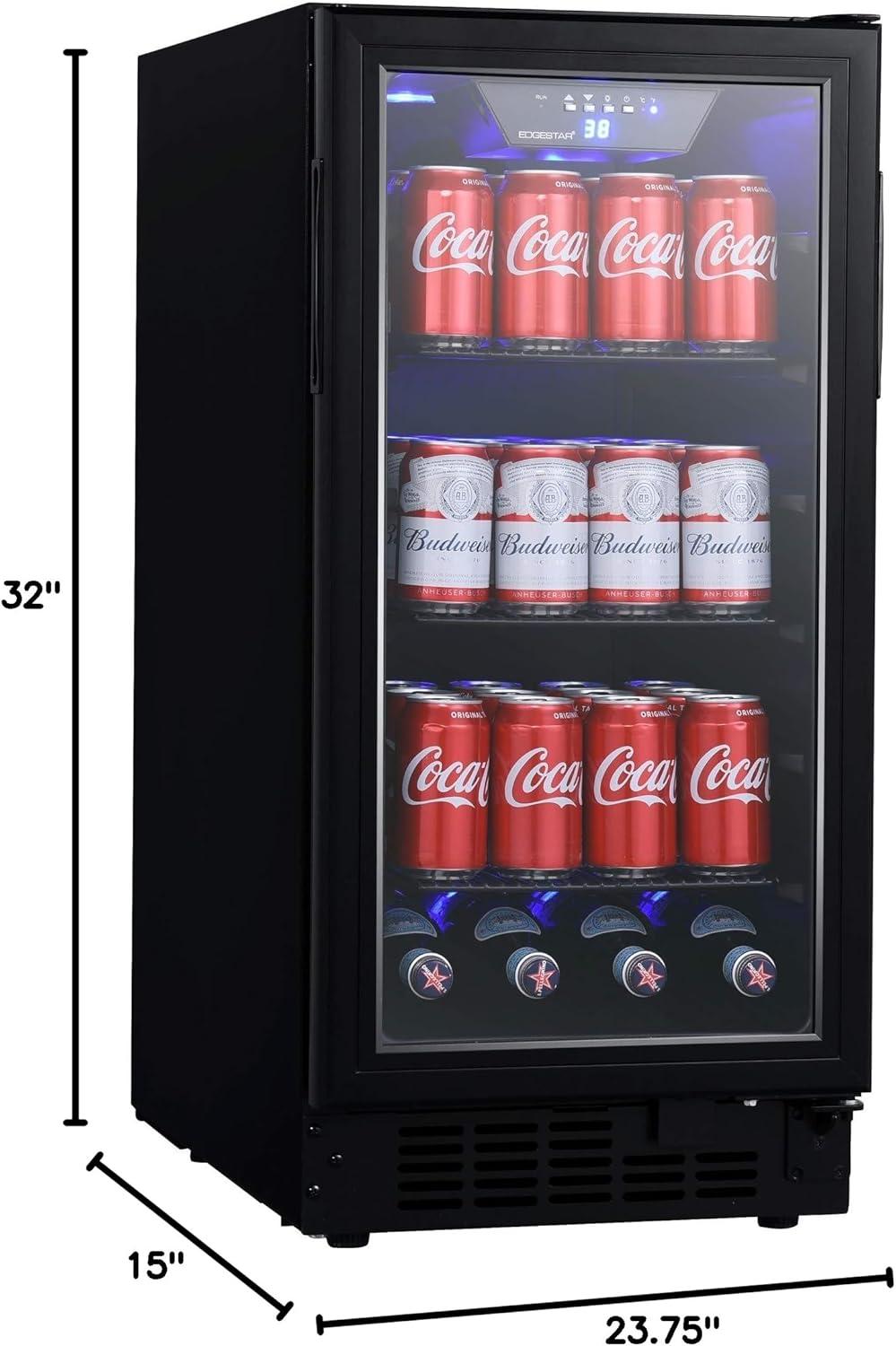 EdgeStar BBR901BL 15 Inch Wide 80 Can Built-In Beverage Center with Slim Design