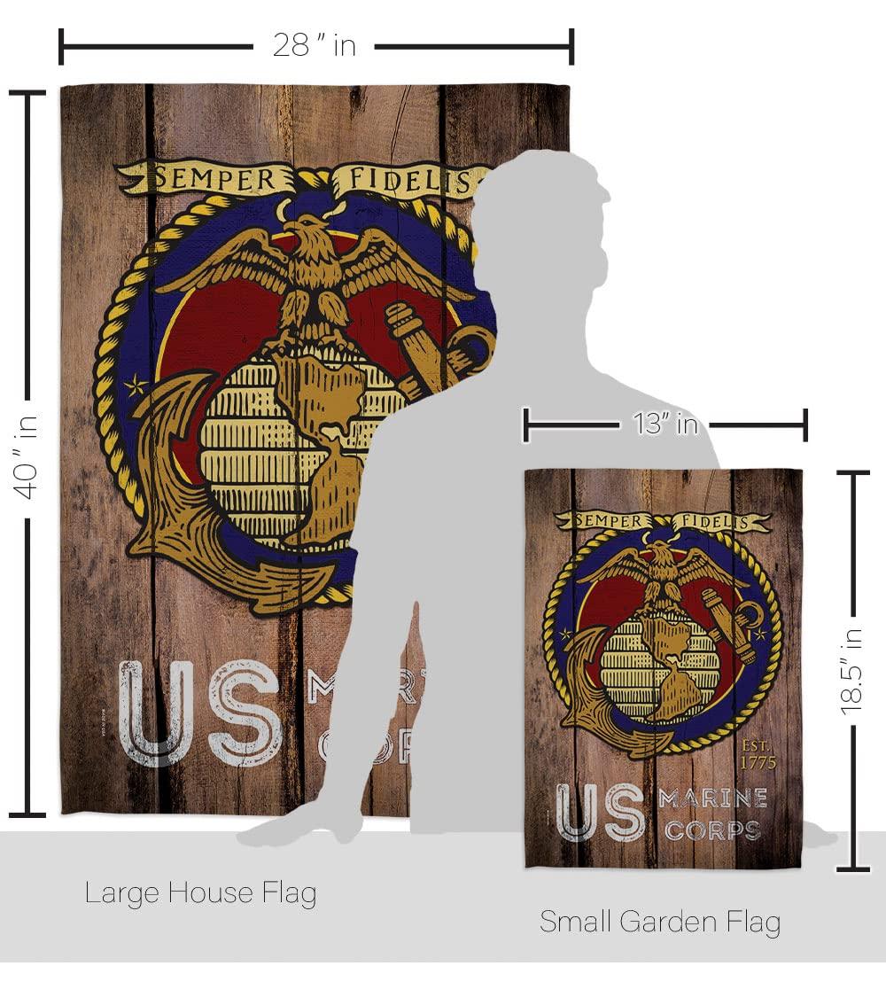 Angeleno Heritage G135083-BO 13 x 18.5 in. US Marine Corps Garden Flag with Armed Forces Double-Sided Decorative Vertical Flags House Decoration Banner Yard Gift