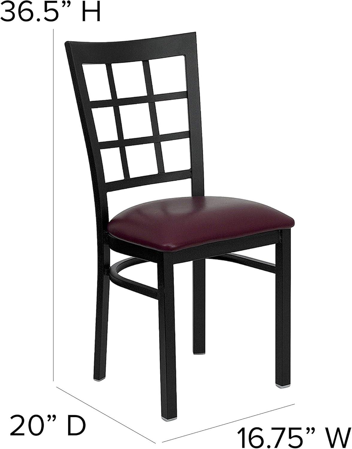 Hercules Series Black Window Back Chair with Burgundy Vinyl Seat