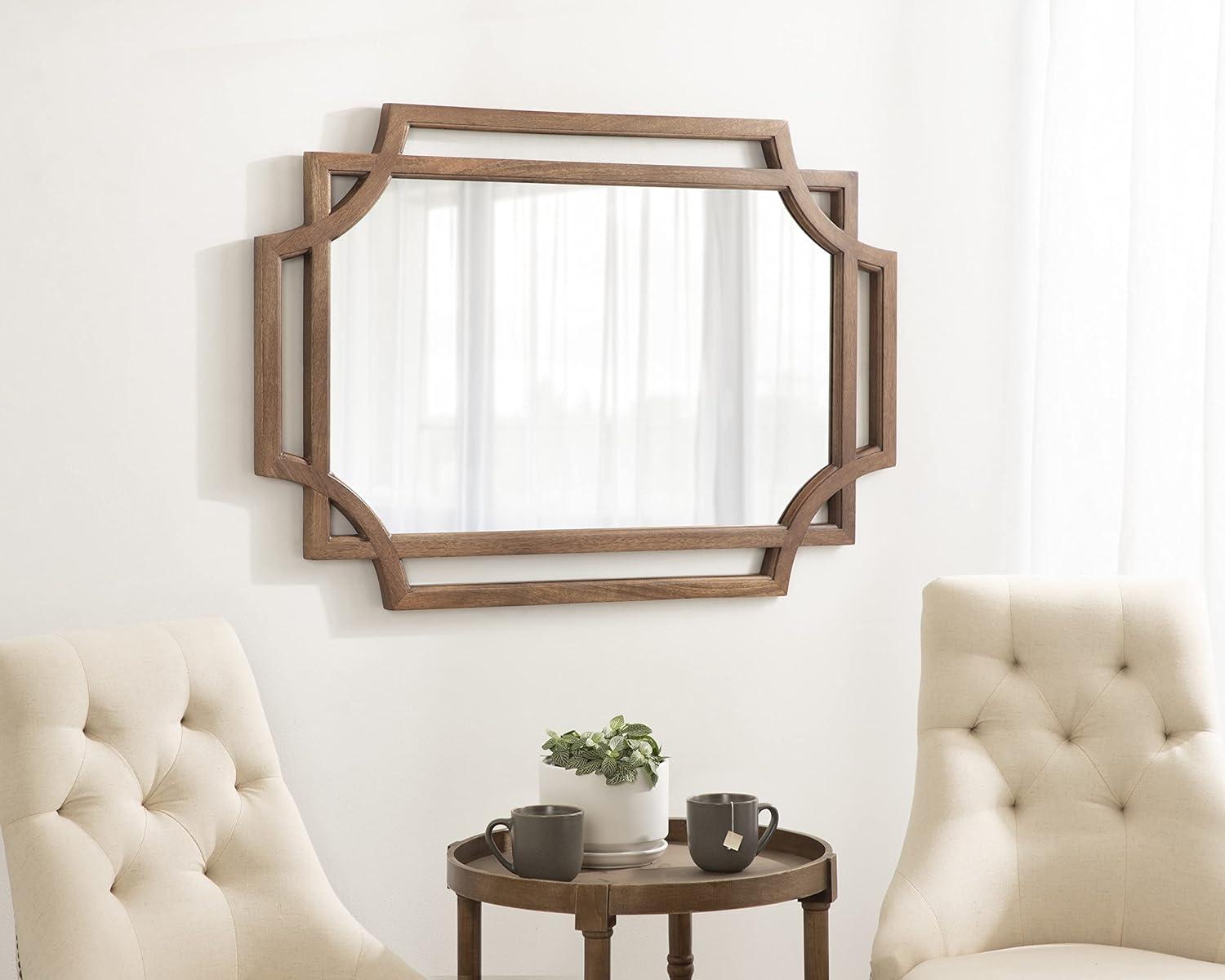 40" x 27" Minuette Wood Framed Wall Mirror Natural - Kate & Laurel All Things Decor: Modern Rectangular, No Assembly Required