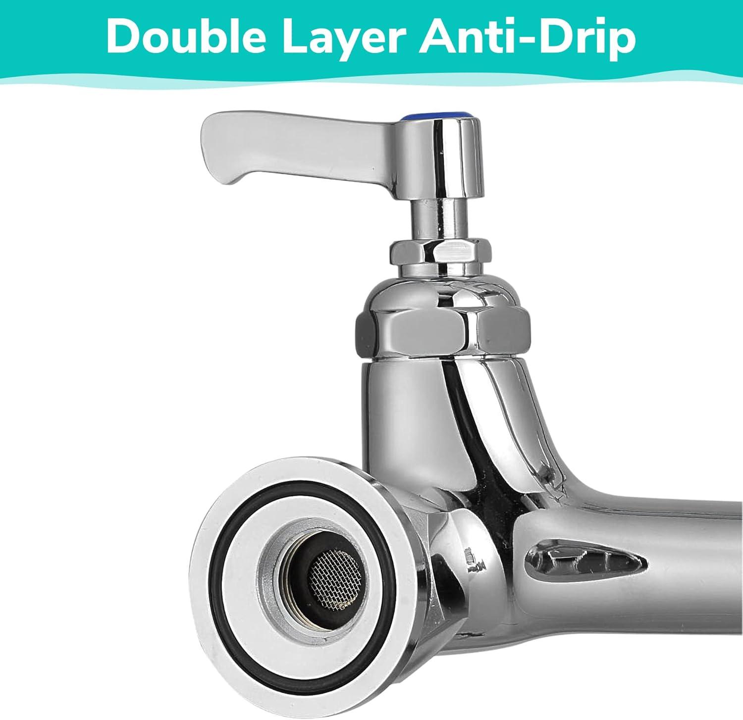 Aquaterior 44" Commercial Pre-Rinse Kitchen Faucet 12" Add-on Spout Wall Mount CUPC NSF CEC