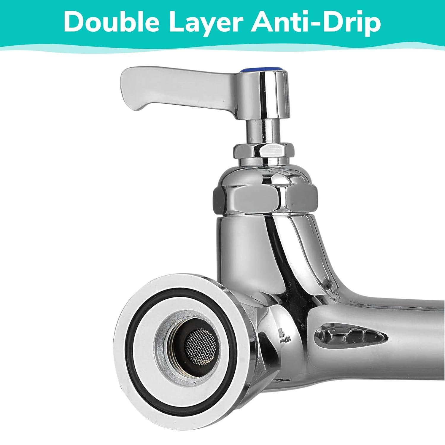 Aquaterior 44" Commercial Pre-Rinse Kitchen Faucet 12" Add-on Spout Wall Mount CUPC NSF CEC