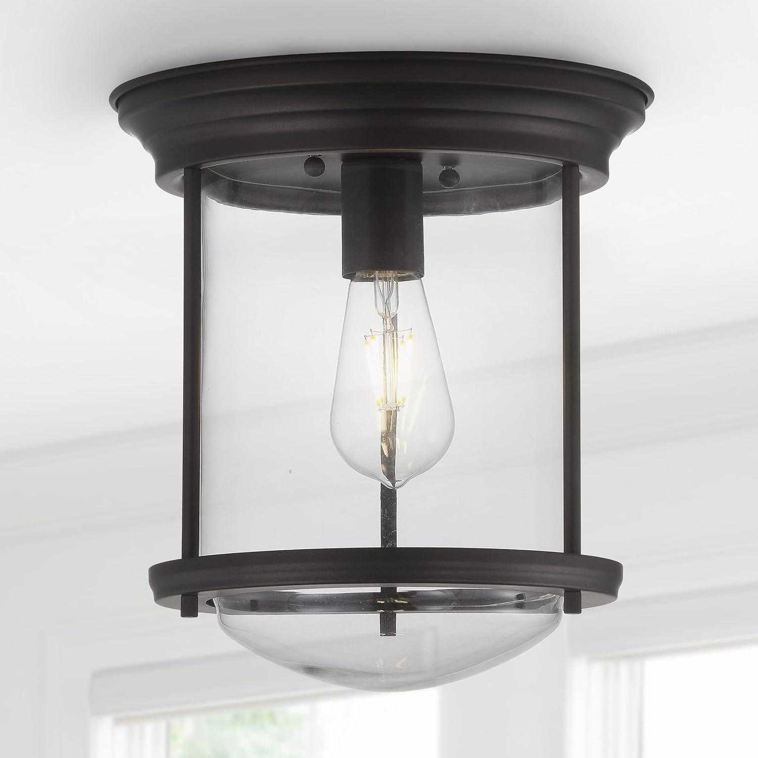 Savannah 10.25" Metal/Glass LED Flush Mount, Oil Rubbed Bronze