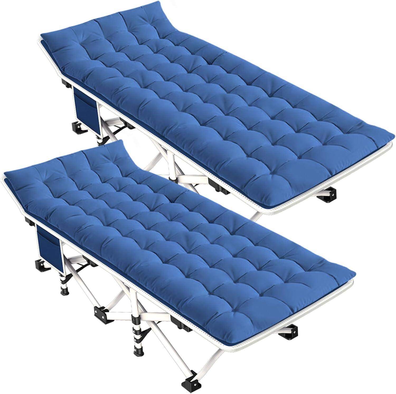 Cot, Camping Cot with Comfortable Thick Pad Cots for Sleeping Heavy Duty Camping Bed Folding Cot Double Layer Oxford with Carry Bag for Home Nap Outdoor Travel