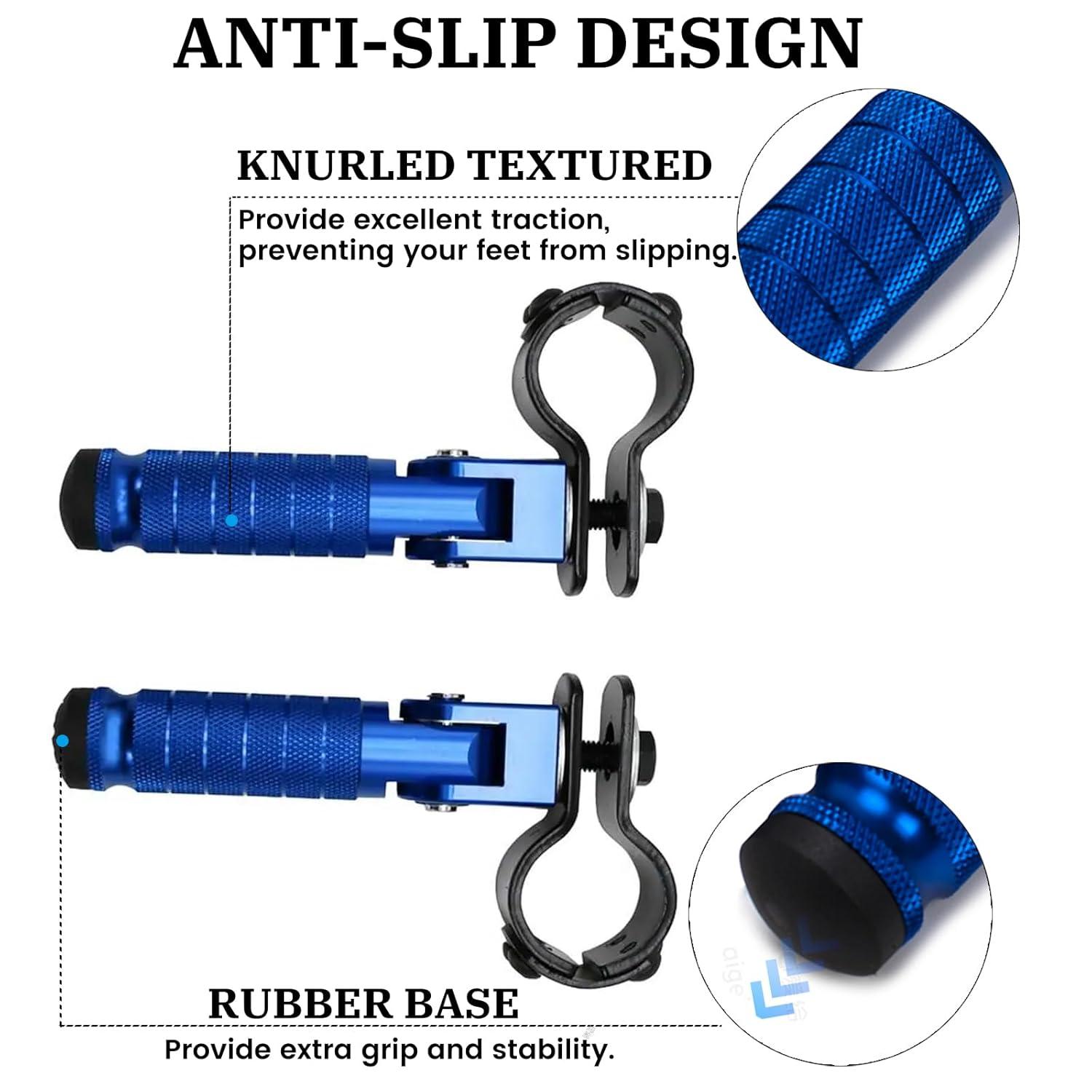 XINGWU M8 Motorcycle Foot Pegs 90 Degree Foldable Footpegs CNC Anti-Skid Footrest Universal for Yamaha Honda Suzuki Aprilia Electric Car Motorbike Mini Bike Dirt Pit Bike Passenger Pedal (Black)