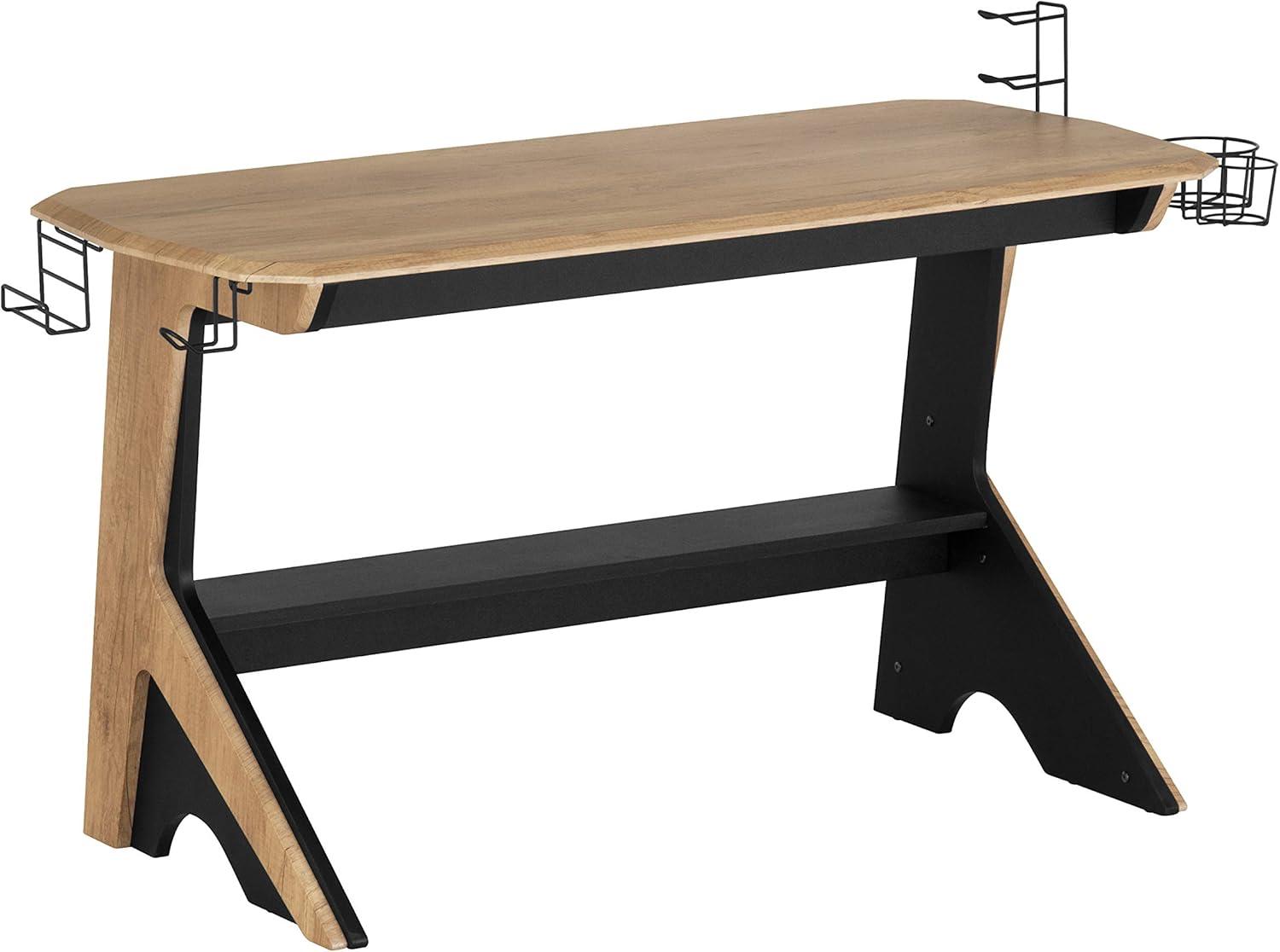 HBBOOMLIFE Home Office Computer Writing Desk Workstation with Two Cupholders and Headphone Hook-Pine 50" W x 22.5" D x 29.5" H