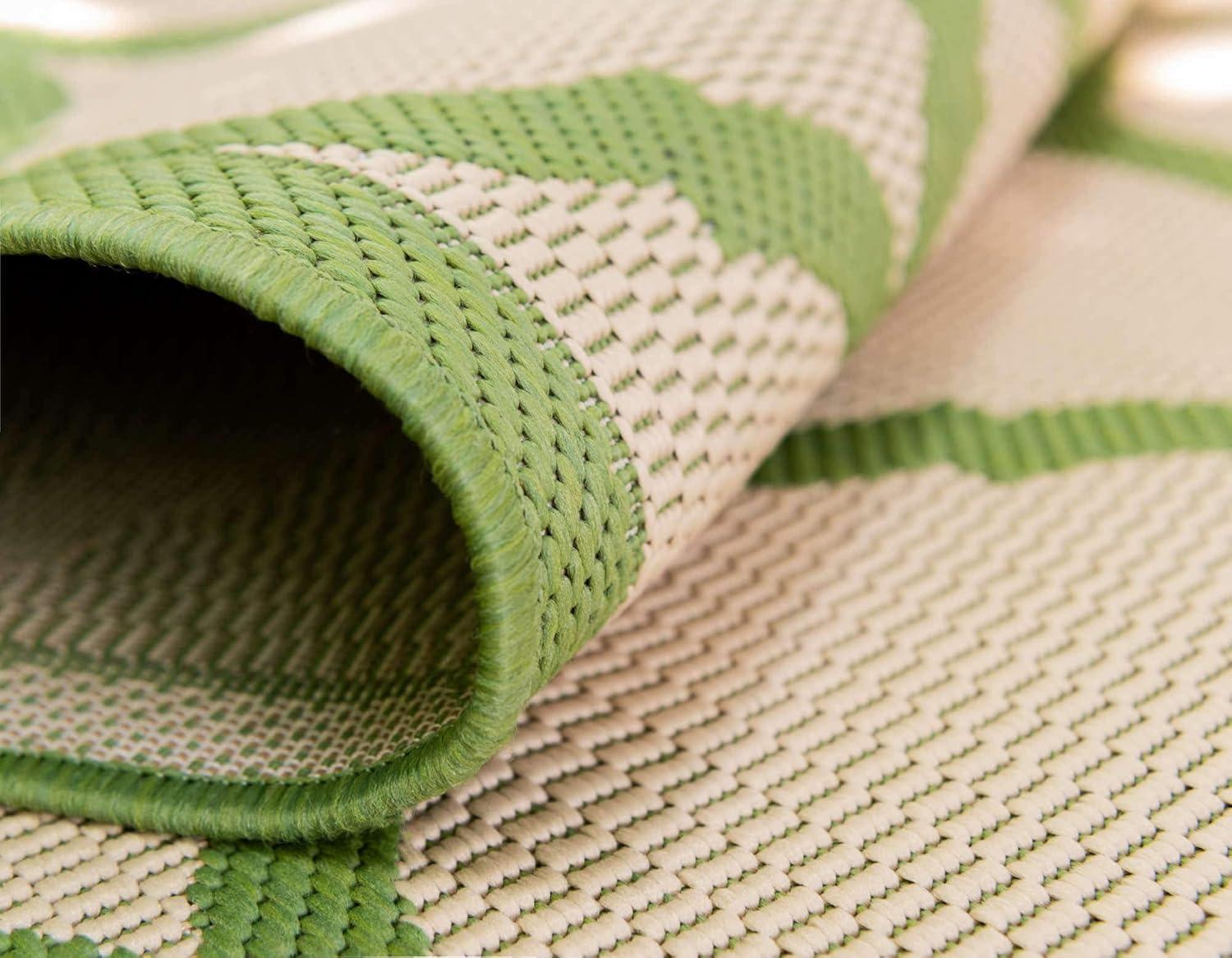 Unique Loom 6' 1 x 9' 0 Beige and Green Outdoor Trellis Moroccan Area Rug