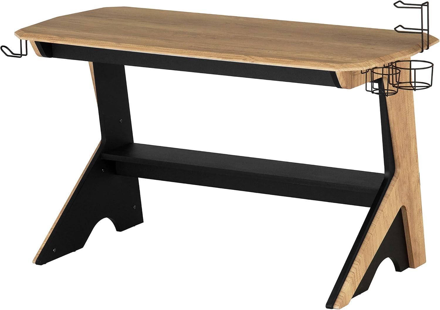 HBBOOMLIFE Home Office Computer Writing Desk Workstation with Two Cupholders and Headphone Hook-Pine 50" W x 22.5" D x 29.5" H