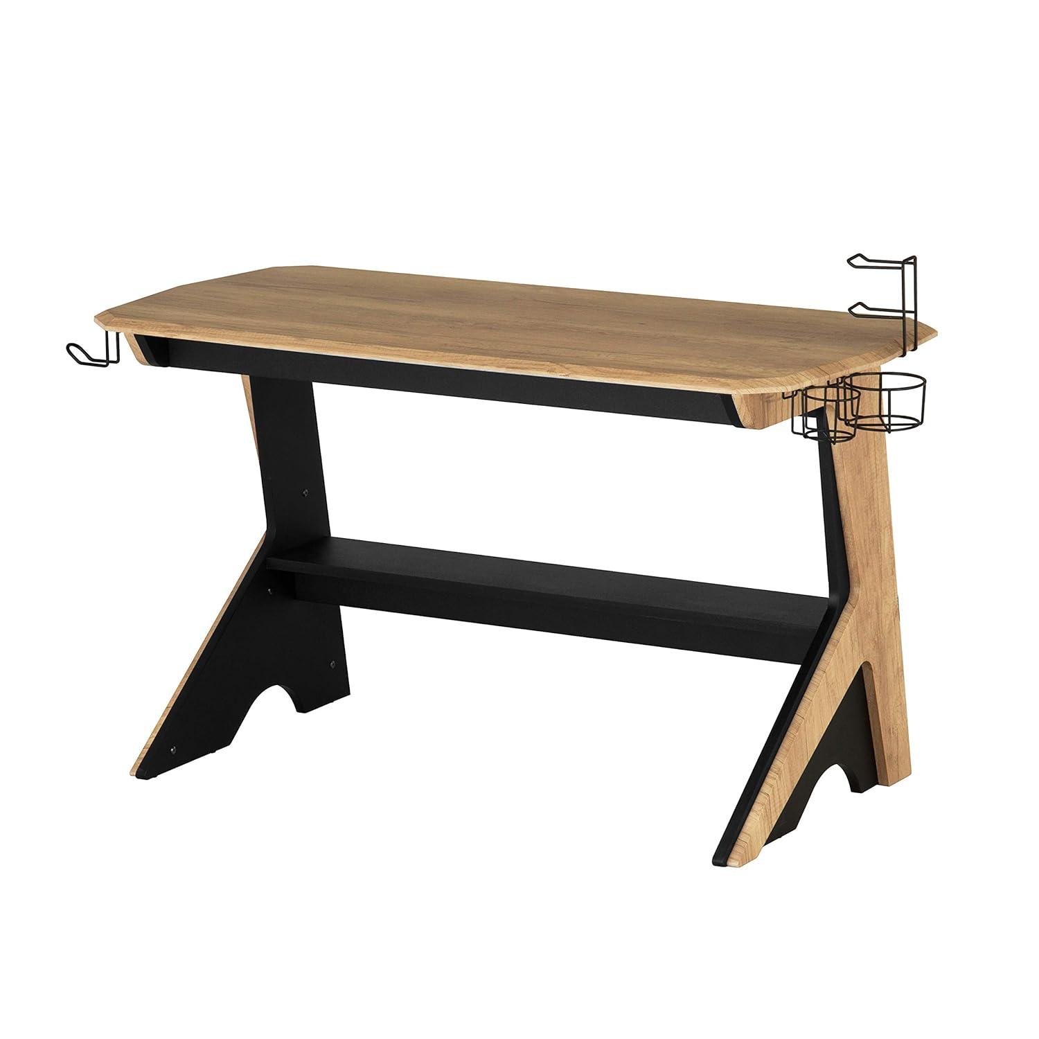 HBBOOMLIFE Home Office Computer Writing Desk Workstation with Two Cupholders and Headphone Hook-Pine 50" W x 22.5" D x 29.5" H