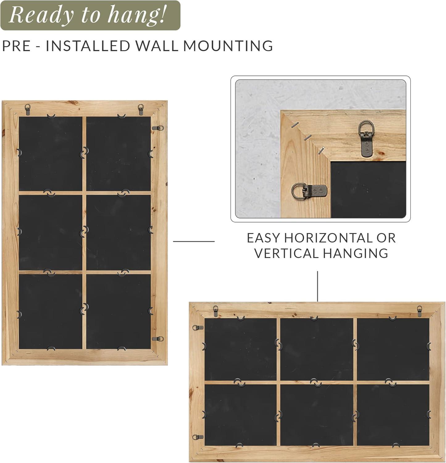 Barnyard Designs 24x40 Windowpane Wood Farmhouse Wall Mirror, Wooden Large Rustic Wall Mirror, Bedroom Mirrors for Wall Decor, Decorative Wood Wall Mirror Living Room or Entryway Mirror Frame, White