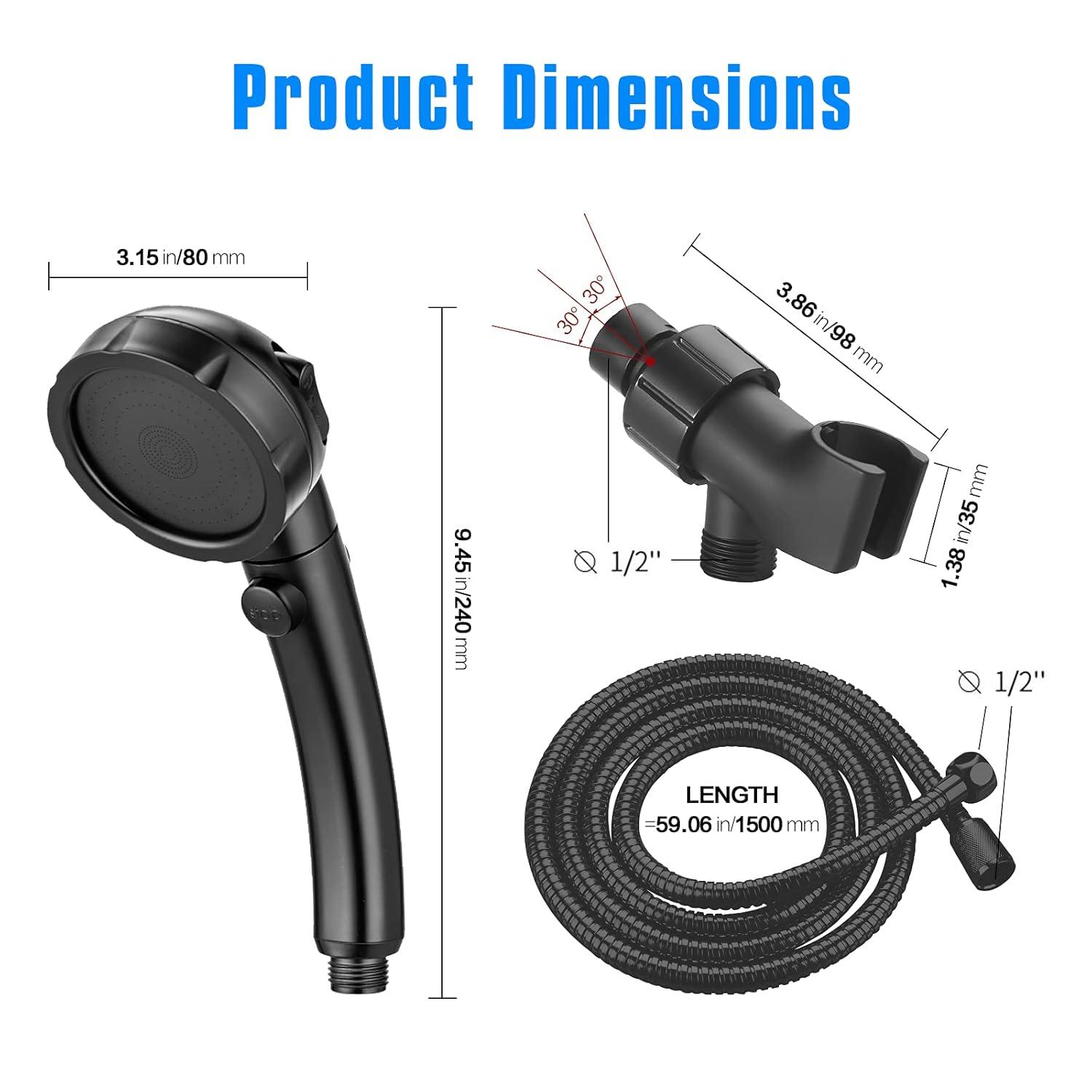 High Pressure Handheld Shower Head with ON/OFF Pause Switch, 3 Spray Modes Shower Head