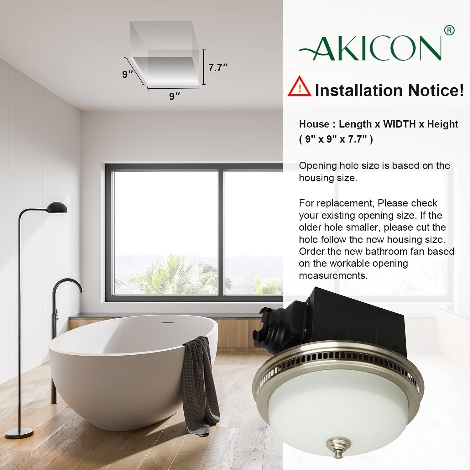 Brushed Nickel Bathroom Exhaust Fan with LED Light and Nightlight