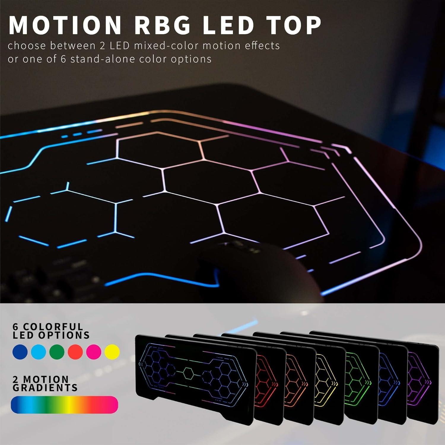 VIVO Black 48" x 24" Solid Table Top with RGB Lighting for Gaming Desks