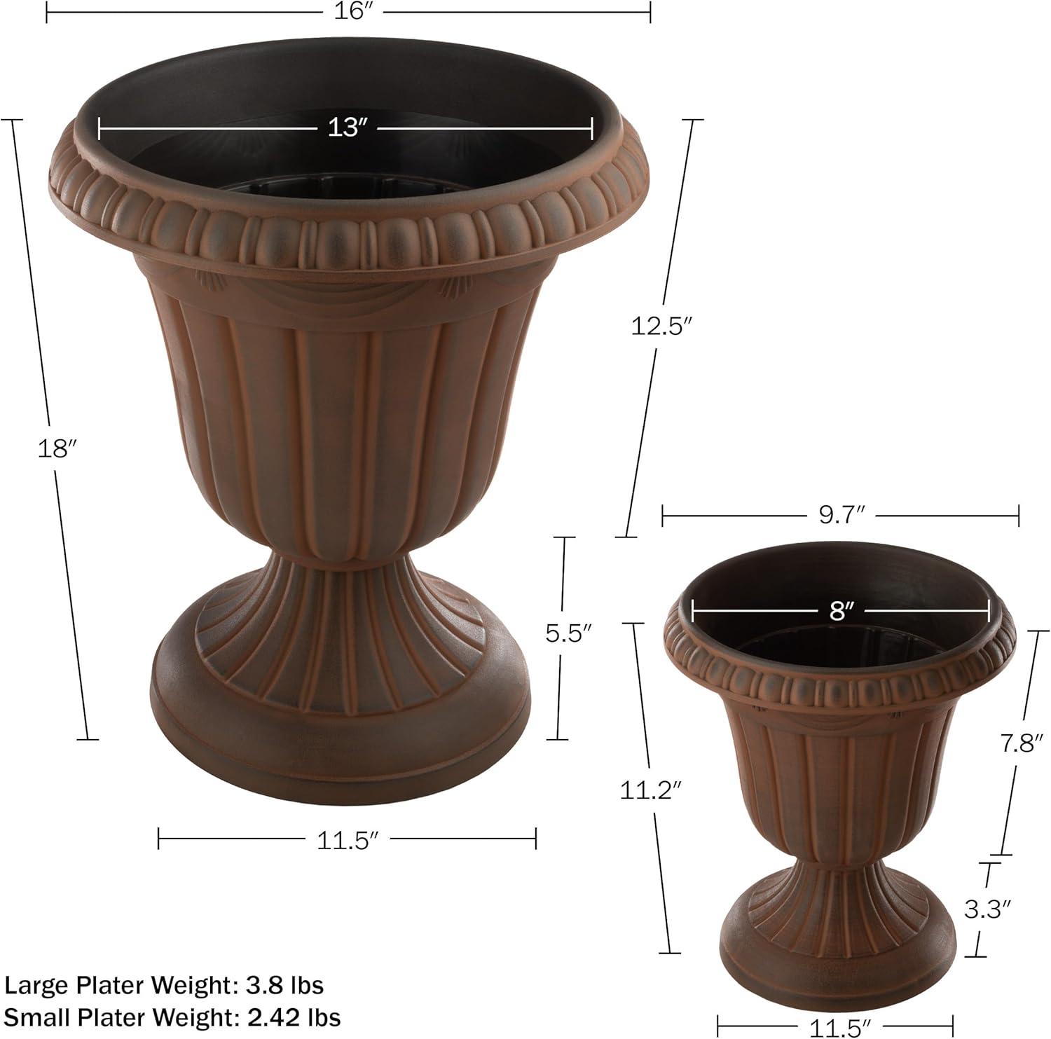 Pure Garden 2pc Outdoor Urn Planters 10"x12" & 16"x18"