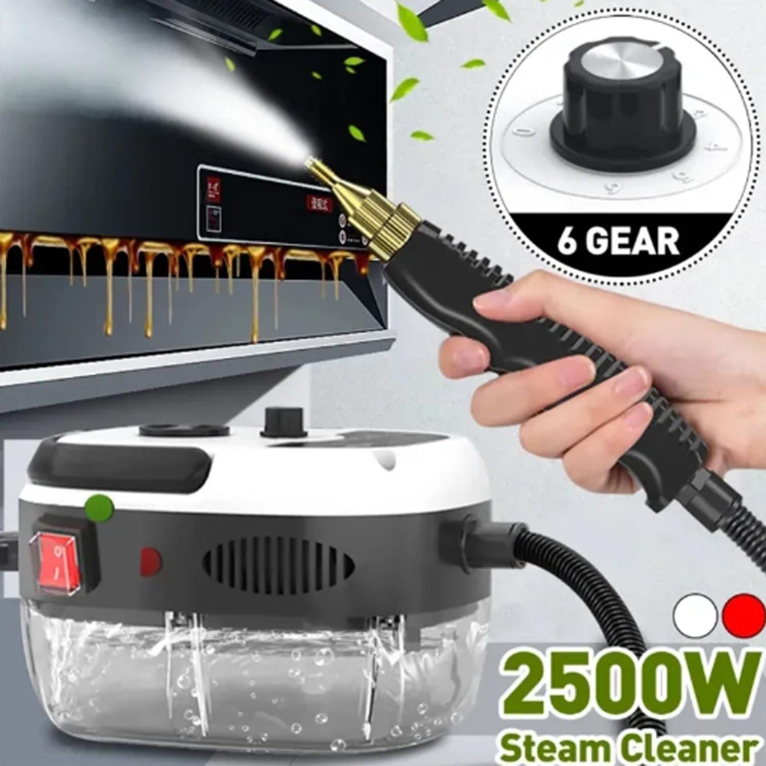 Aoresac 2500W Handheld Steam Cleaner High Temperature Pressurized Steam Cleaning Machine with Brush Heads and Gloves for Kitchen Furniture Bathroom Car White