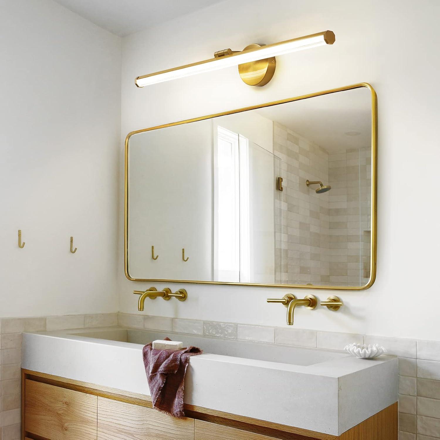 30-Inch Gold Dimmable LED Vanity Light with Acrylic Shade