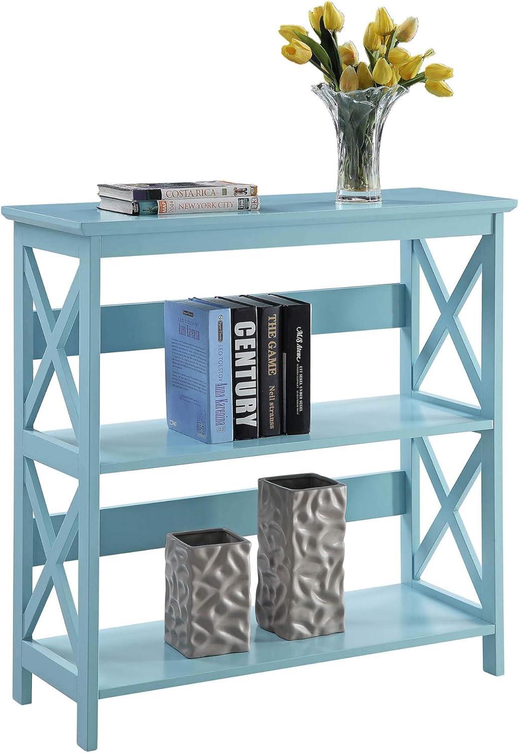 Convenience Concepts Oxford Three-Tier Bookcase in Mint Green Wood Finish
