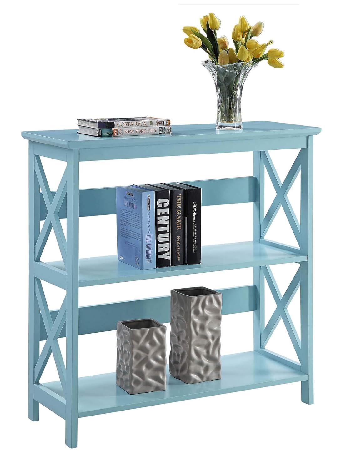 Convenience Concepts Oxford Three-Tier Bookcase in Mint Green Wood Finish