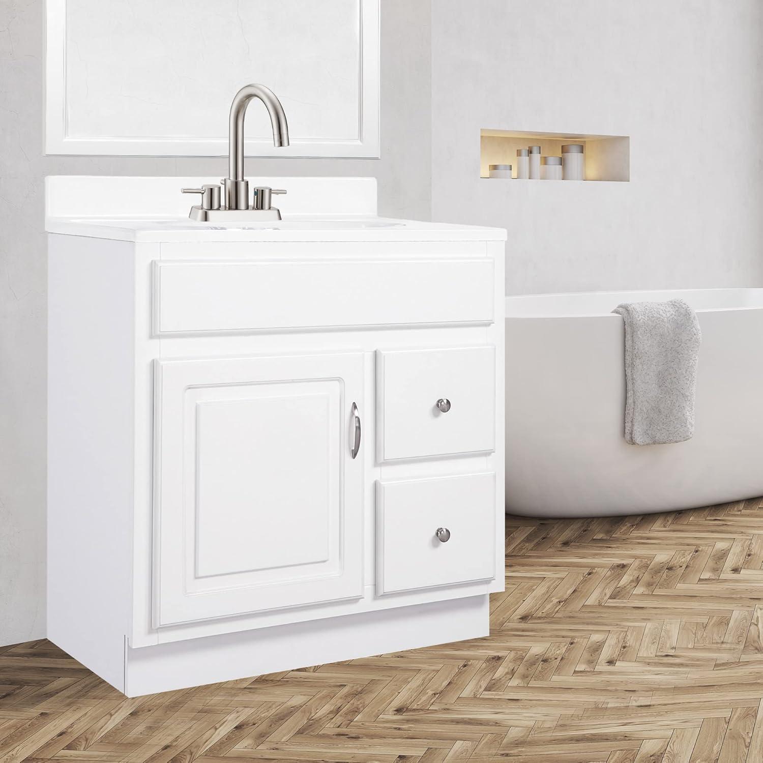 Concord 30 Inch Bathroom Vanity Cabinet Only - Fully Assembled, White