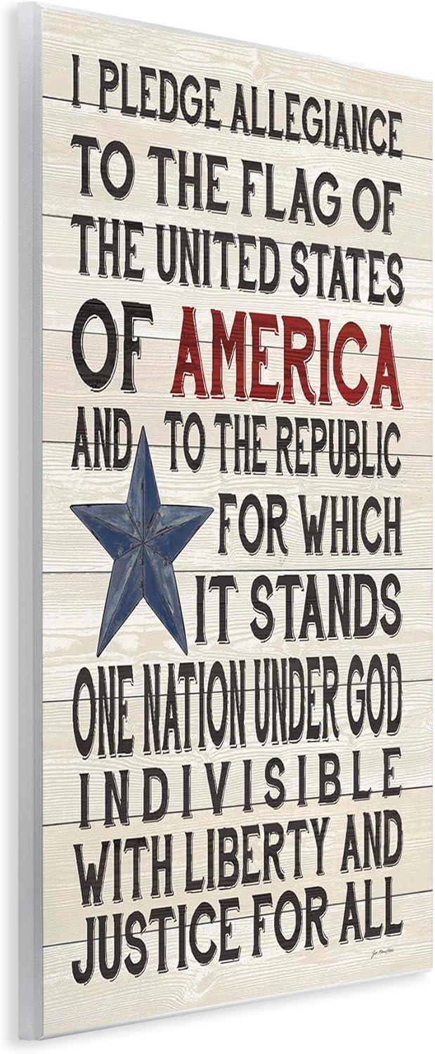 Rustic Americana Pledge of Allegiance Wood Wall Plaque, 10 x 15