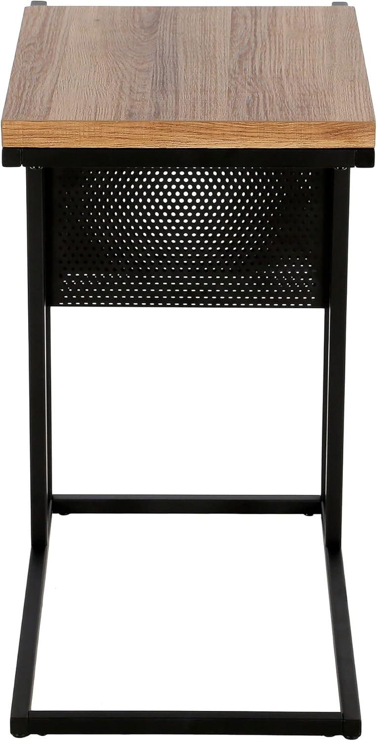 Clyde 20'' Blackened Bronze and Oak Rectangular Side Table