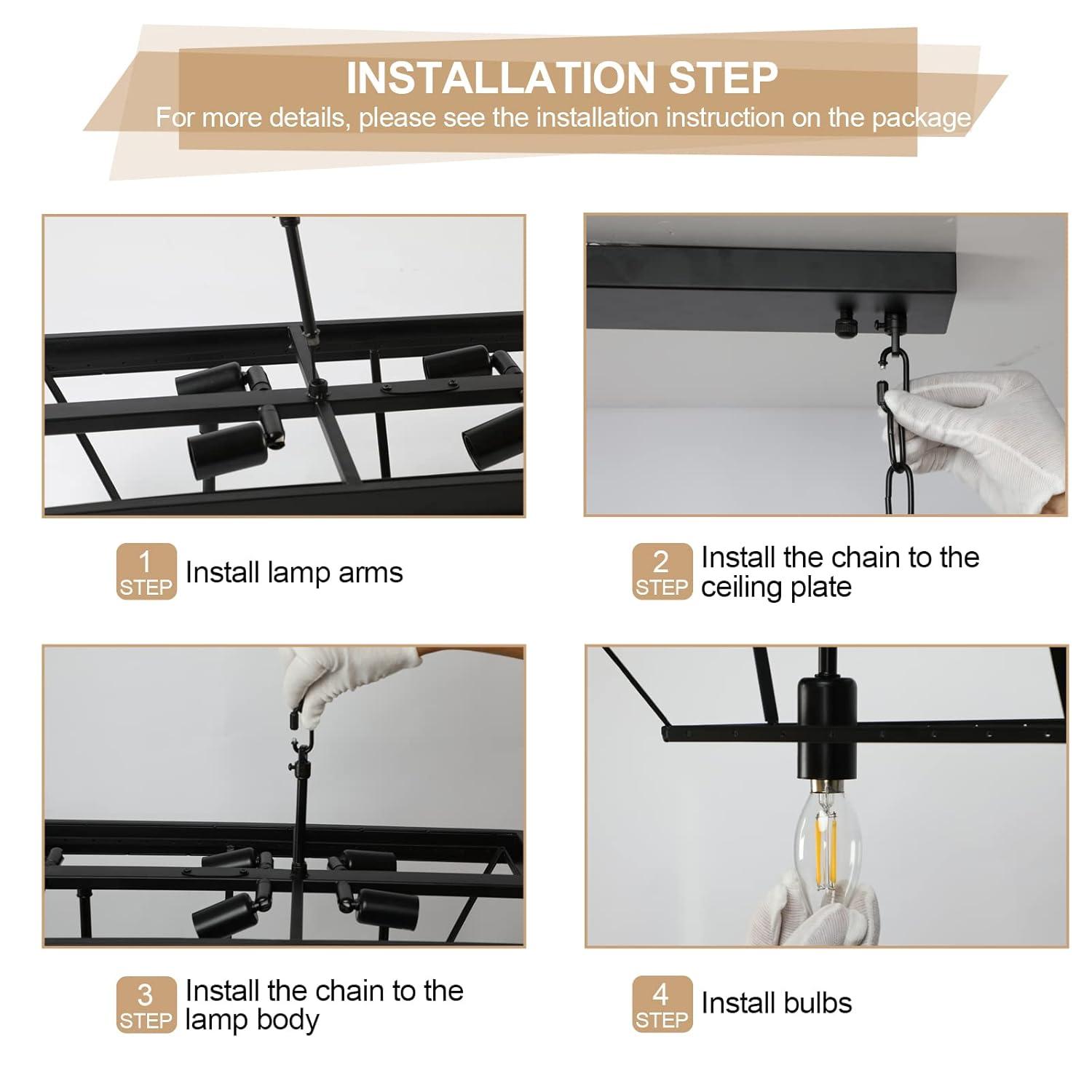 Crystal Chandeliers for Dining Room 11-Light Black Modern Chandelier Rectangle Contemporary Pendant Light Fixture for Kitchen Island Bar