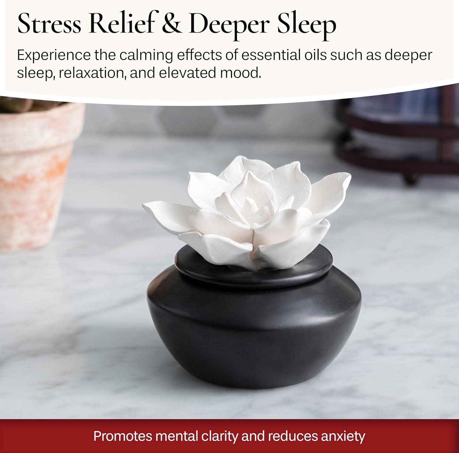 Passive Porcelain White Rose Electric-Free Diffuser with Peppermint Oil