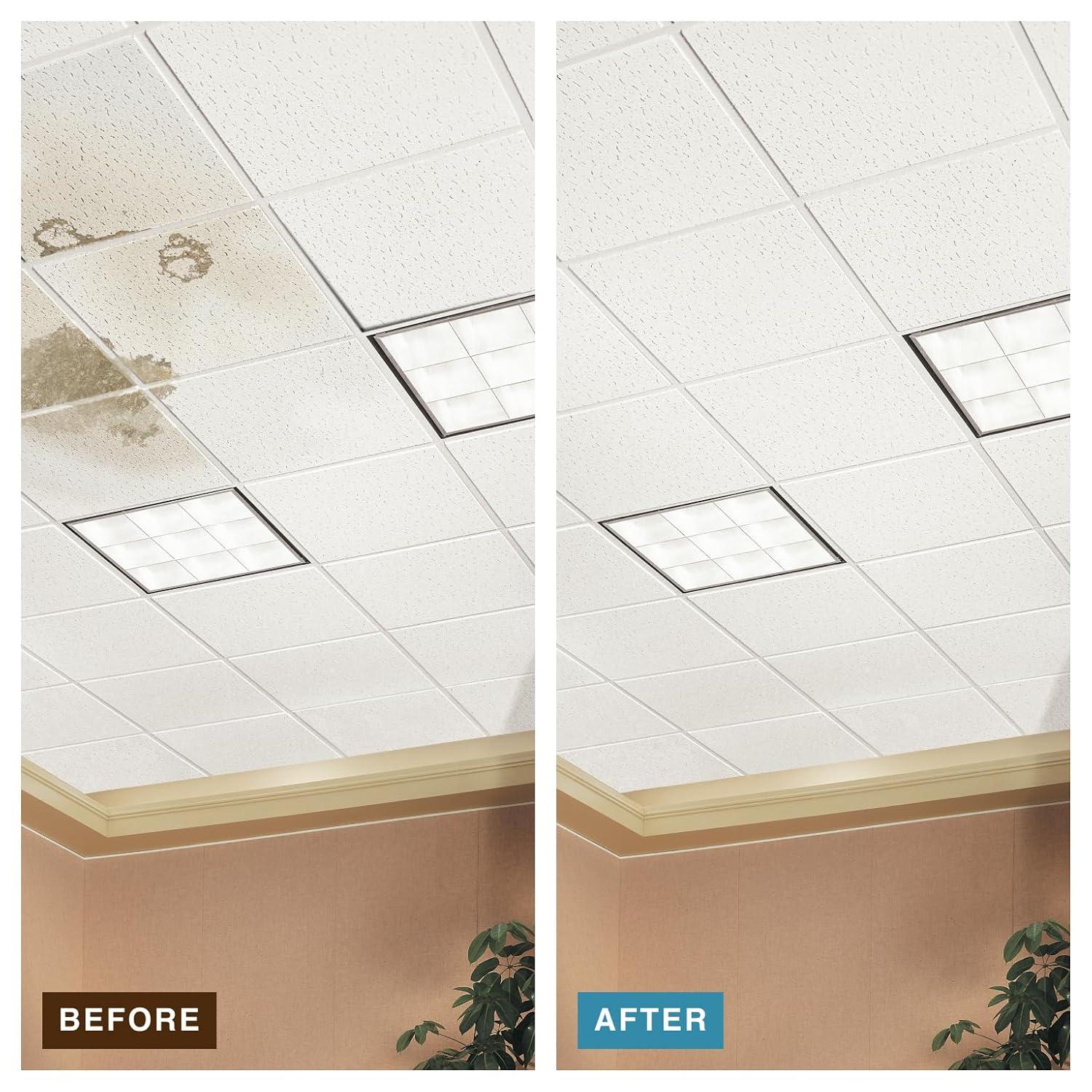 Armstrong 2x2 RANDOM TEXTURED Acoustic Ceiling Tiles for Suspended Ceiling Grids, 16-tiles per pack, White