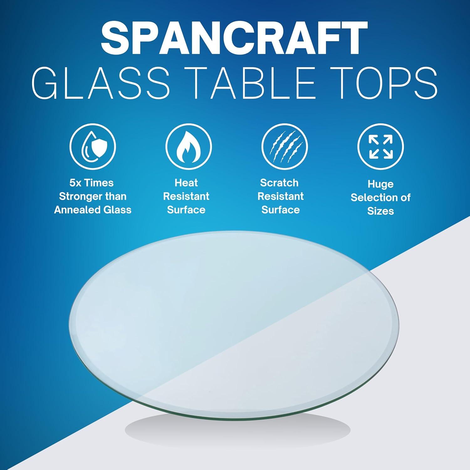 36" Round Clear Tempered Glass Table Top By Spancraft Glass