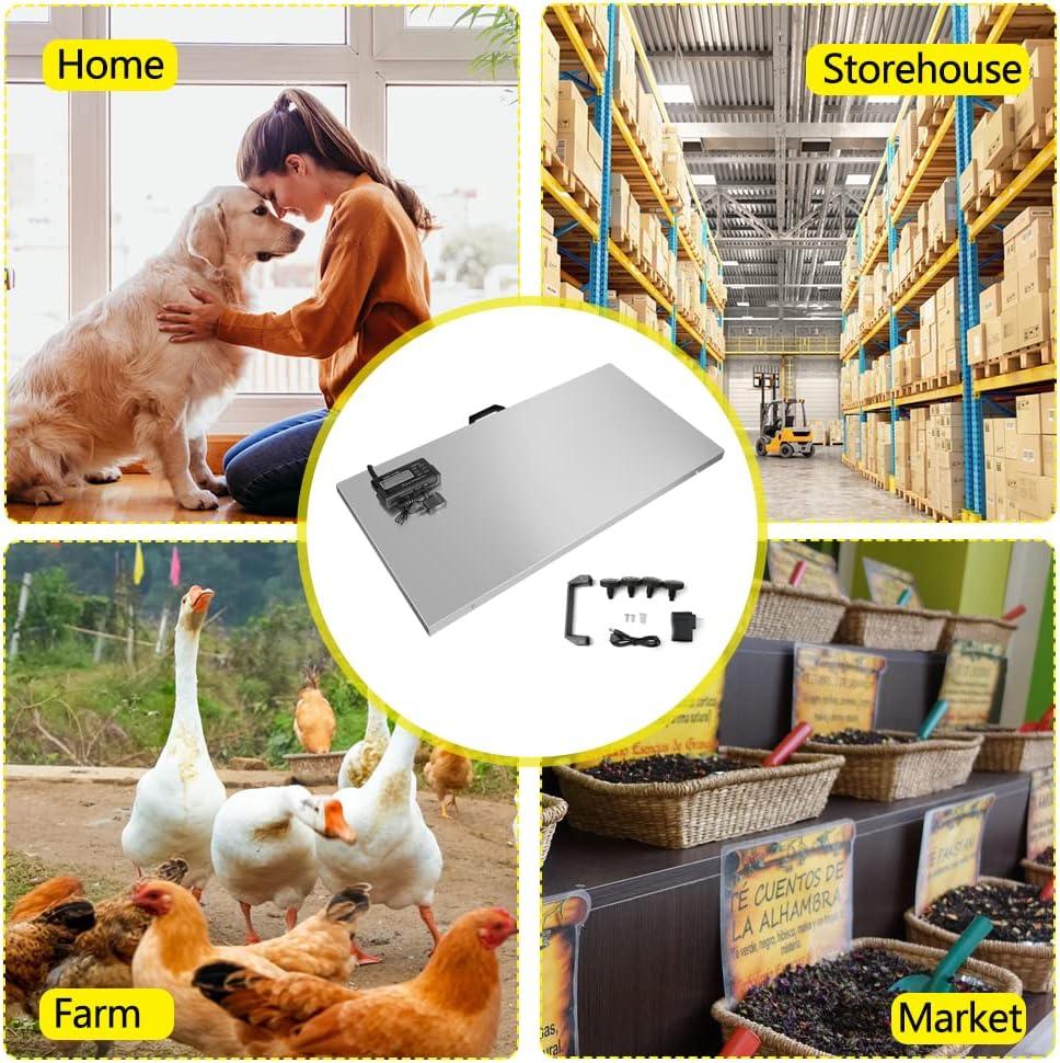 VEVOR 1100Lbs x 0.2Lbs Digital Livestock Scale Large Pet Vet Scale Stainless Steel