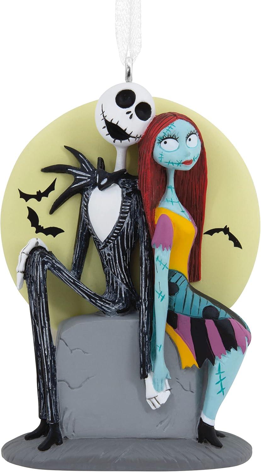 Jack and Sally on Tombstone Resin Christmas Ornament