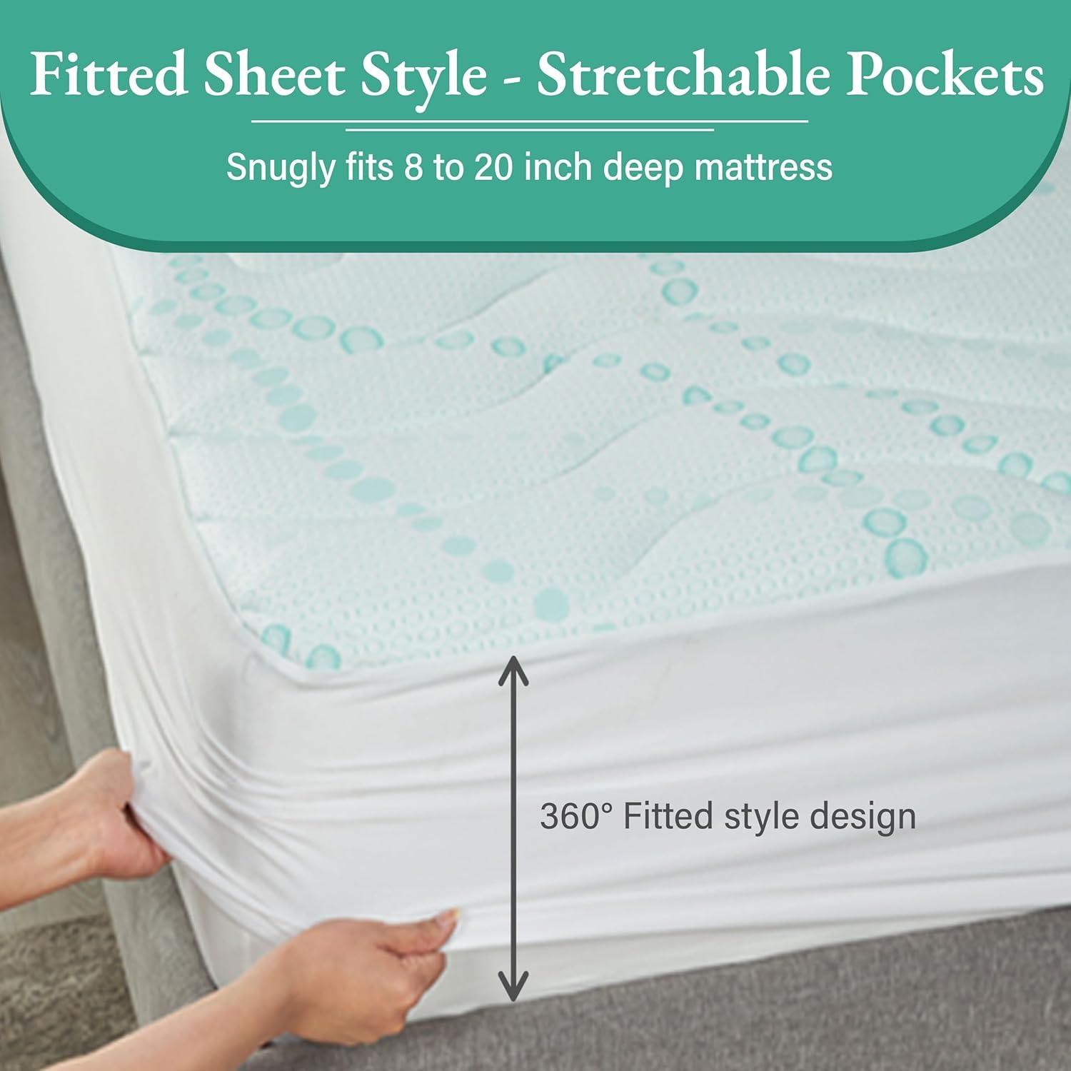 3-Zone Cooling Mattress Pad, Quilted Mattress Pad with Deep Pocket, Fits 8 - 20 Inch Mattress