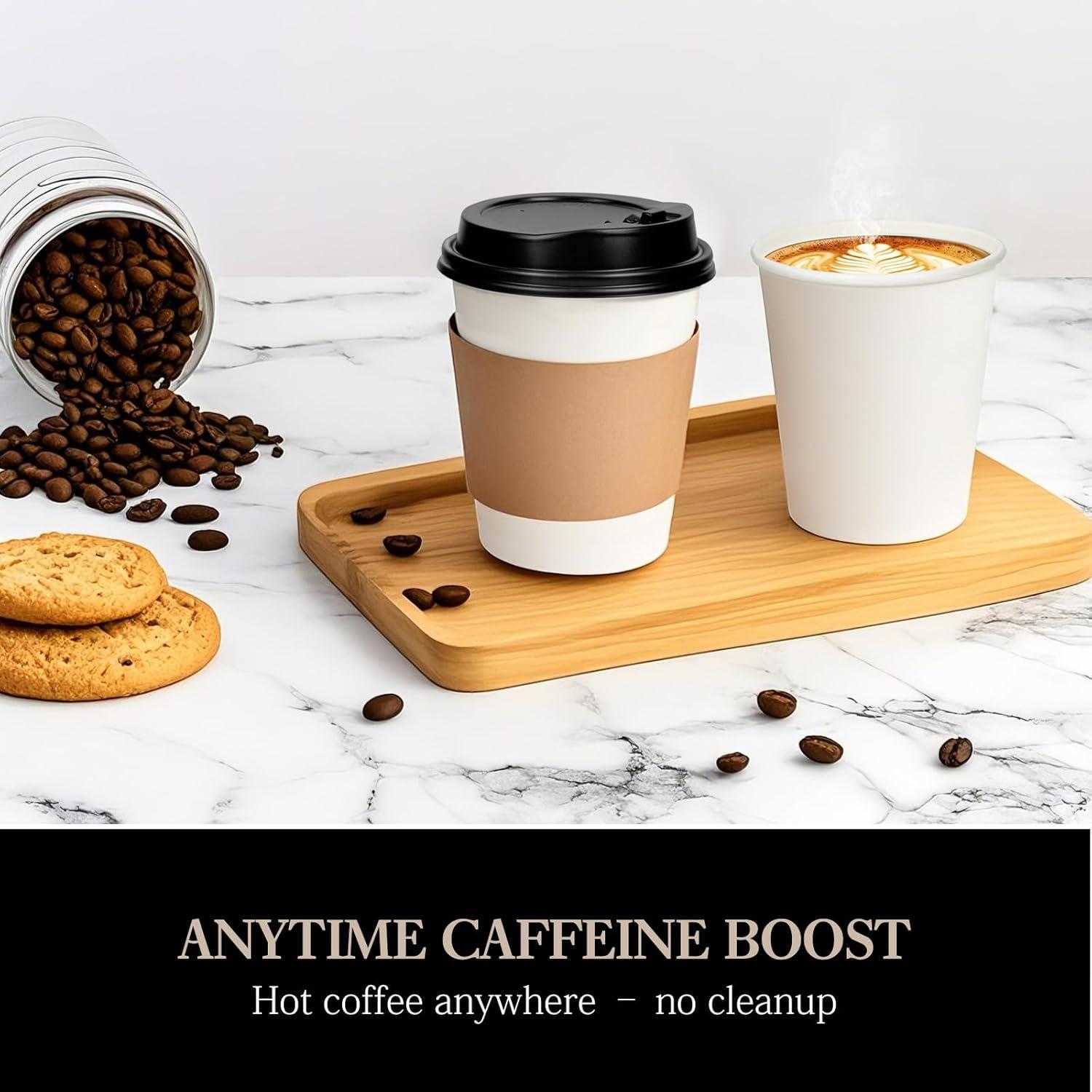 FAST APPLIANCES LLC Paper Cups,Cups,Disposable Cups 100 Pack 12 Oz Leak-Proof Coffee Cups With Lids And Sleeves Disposable Paper To Go Hot Coffee Cups For Home, Business, Office, Cafes And Parties