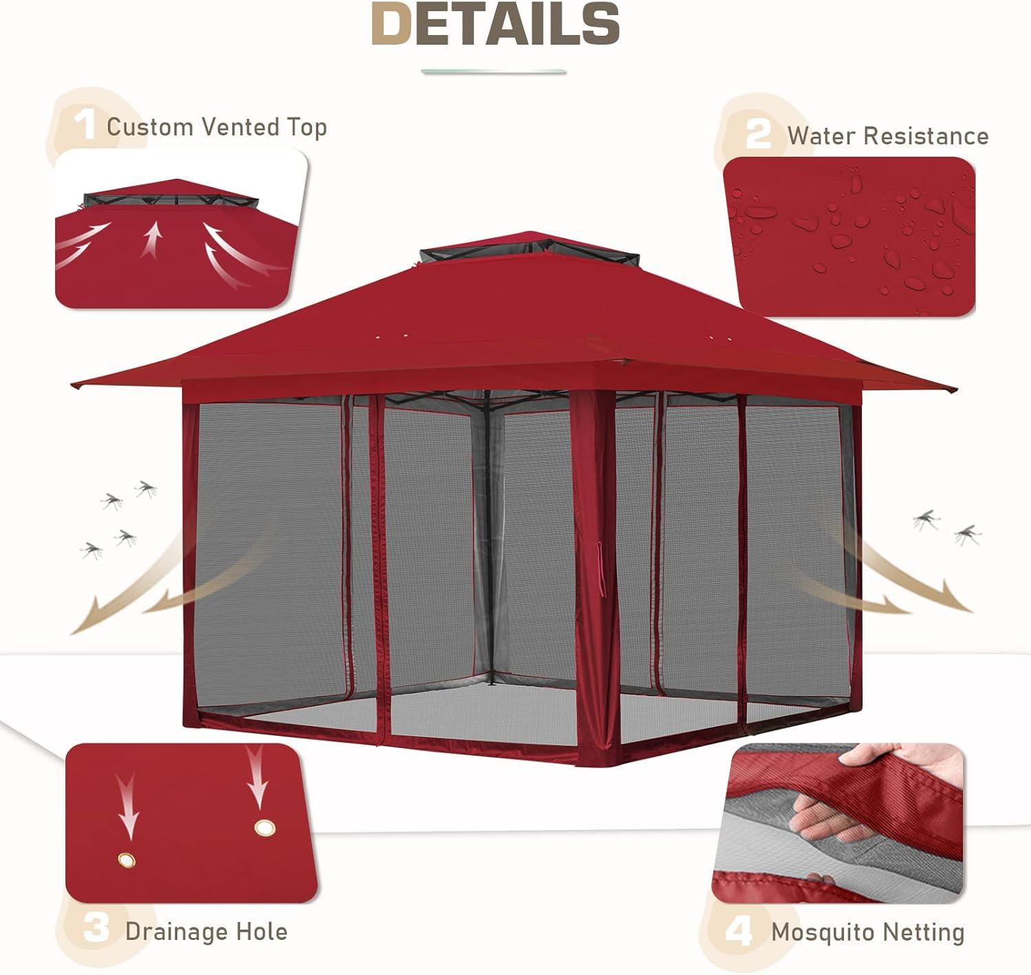 EAGLE PEAK Pop up Patio Gazebo 13 Ft. W x 13 Ft. D Metal Patio