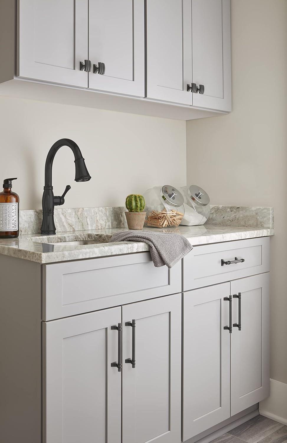 Amerock Davenport 5-1/16 inch (128mm) Center-to-Center Matte Black Cabinet Pull