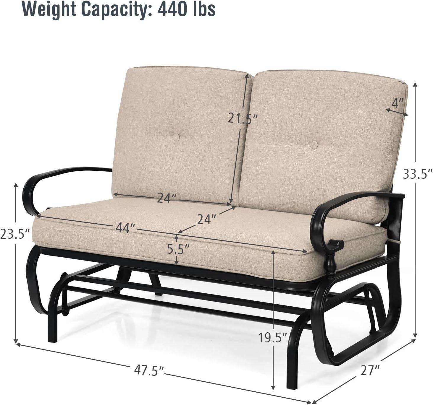 Love Seat Glider Chair - Glider Rocker with Cushioned Seat