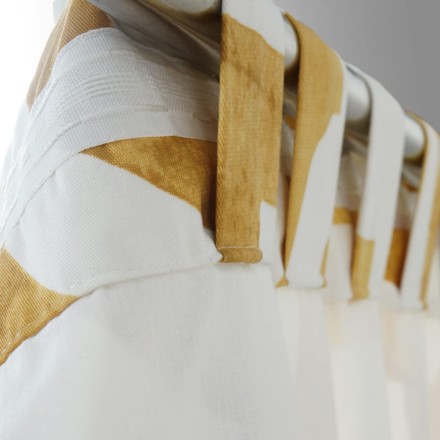 HPD Half Price Drapes Geometric Printed Curtains 96 Inches Long Luxury Cotton Curtains (1 Panel) Room Darkening Window Curtains for Bedroom & Living Room, 50W x 96L, Mecca Geometric Gold