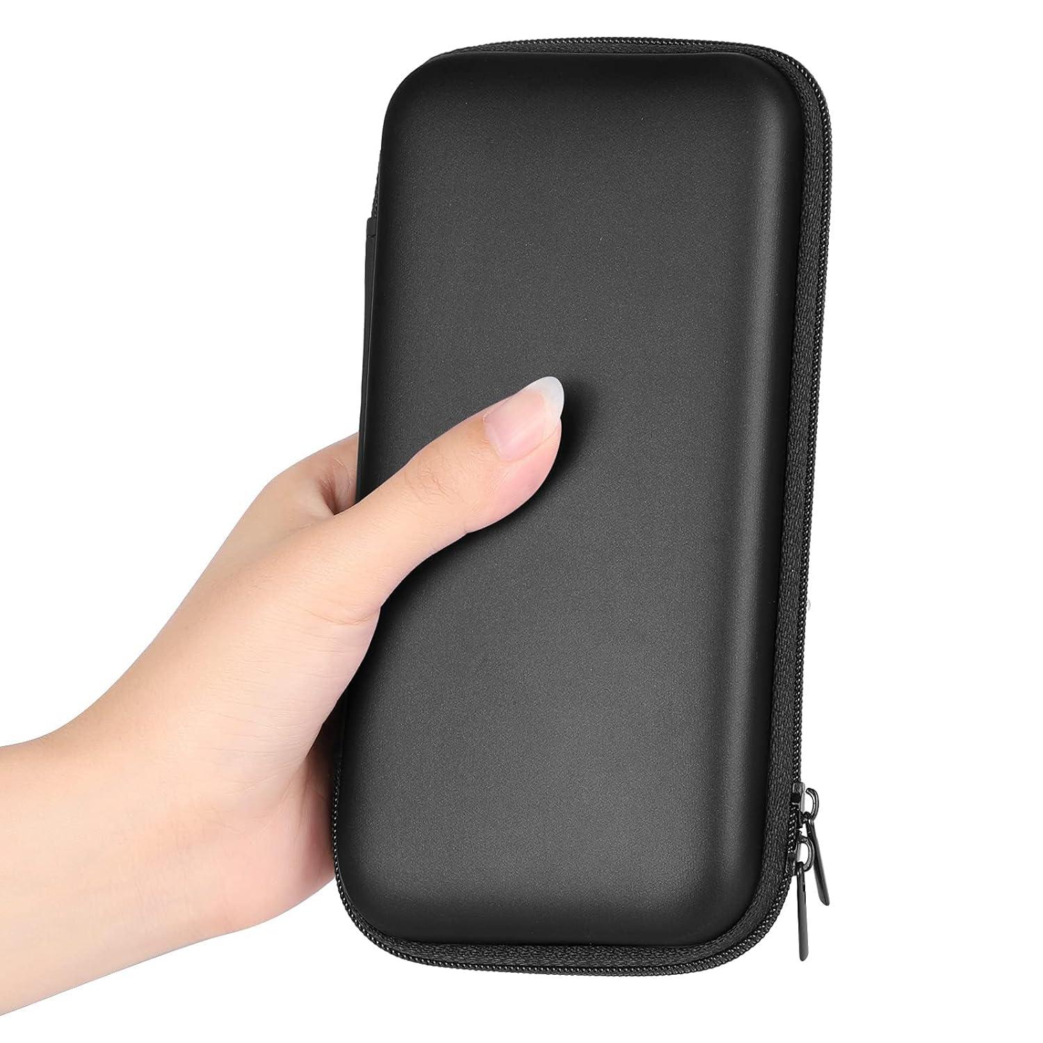 iMangoo Shockproof Travel Essentials Organizer Case, Small Accessories Hard Protective Pouch Electronics Purse for Women Men Zipper Tech Cord Cable Power Bank Charger 6.5x3.2x1 In (Black)