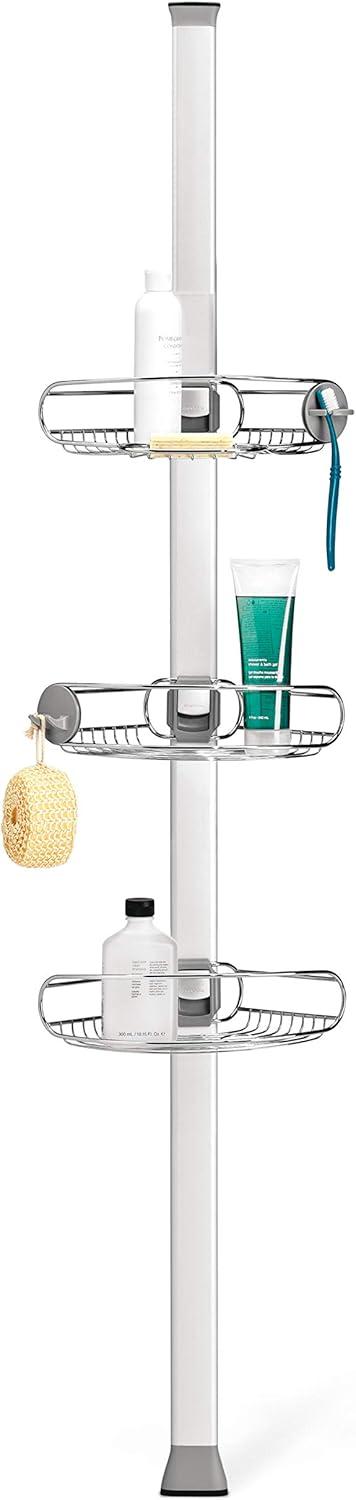 Simplehuman 8' Tension Shower Caddy, Stainless Steel and Anodized Aluminum