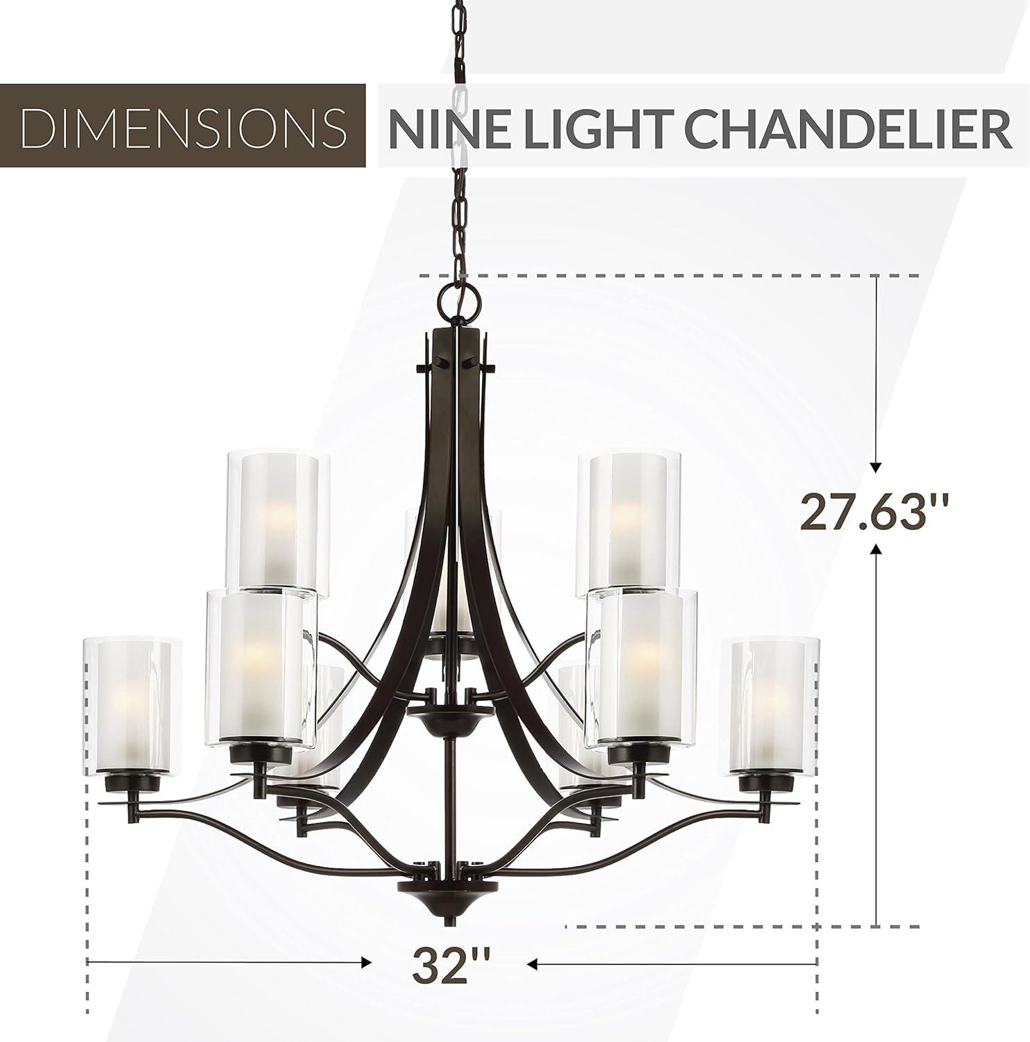 Elmwood Park Bronze 5-Light Chandelier with Satin Etched Glass