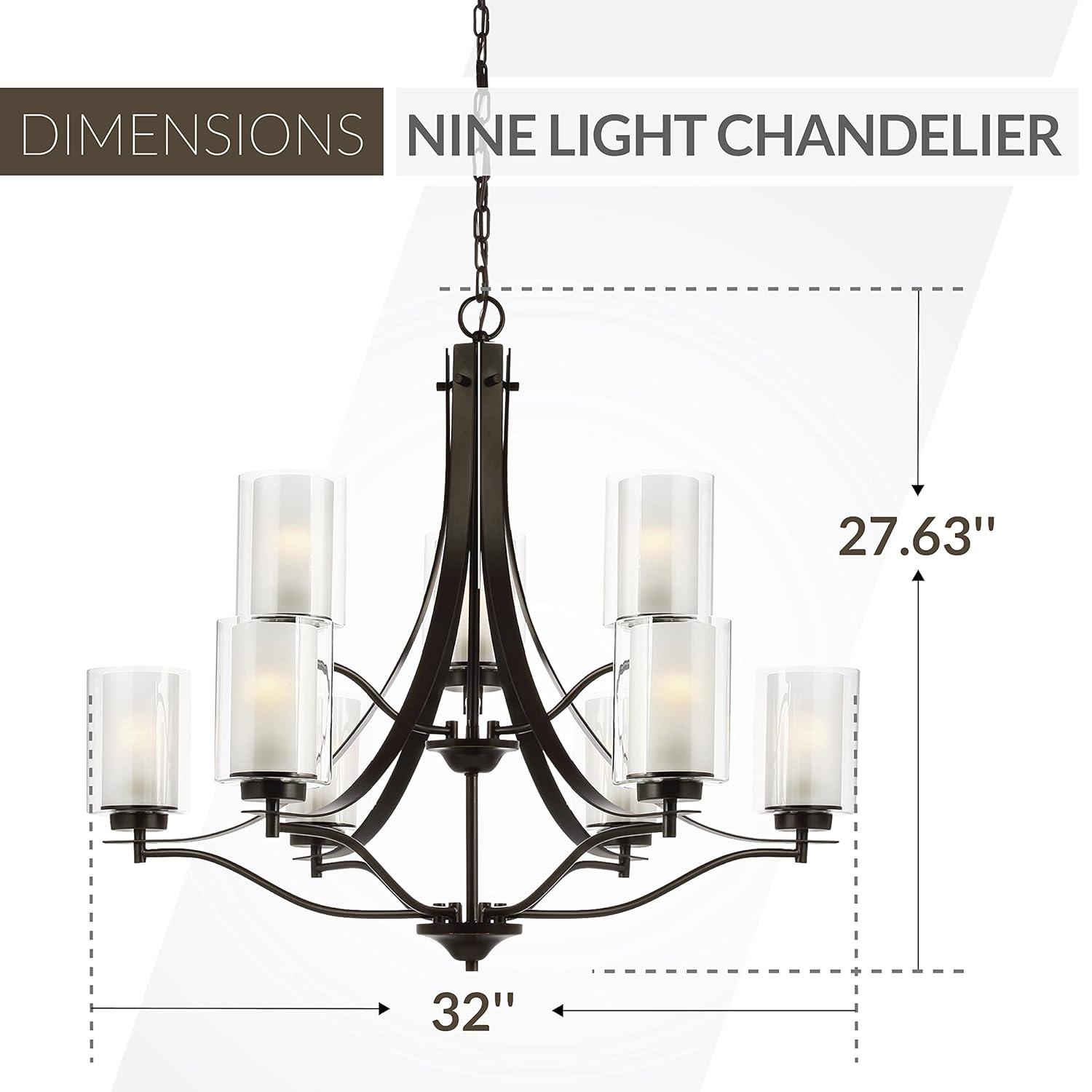 Elmwood Park 5-Light Bronze Modern Transitional Hanging Candlestick Chandelier with Satin Etched Glass Shades