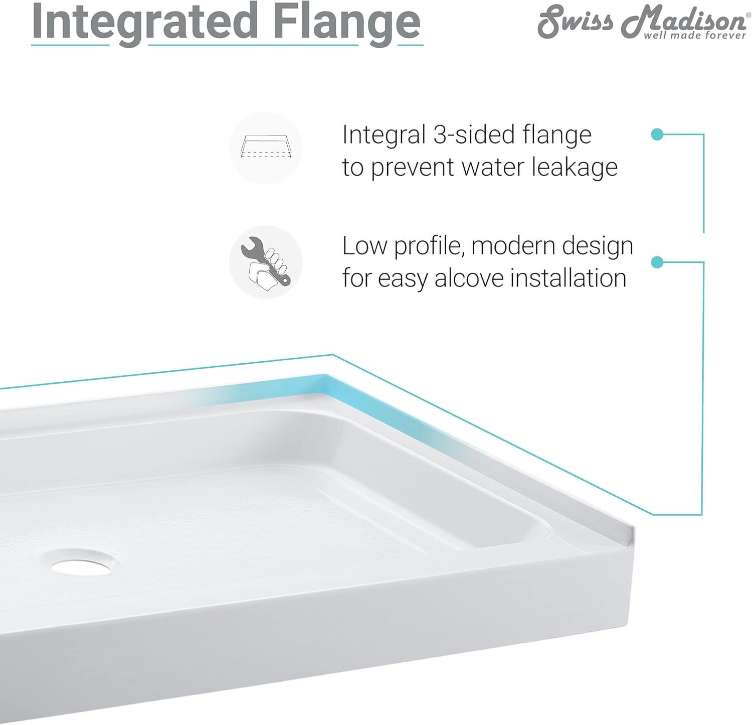 Voltaire 48" x 32" Single-Threshold, Center Drain, Shower Base